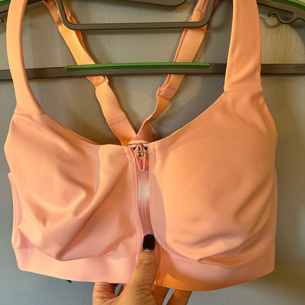 Peach Front-Zip Sports Bra — Women Intimates & Sleepwear